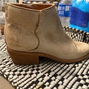 Frye Textured Tan Ankle Booties